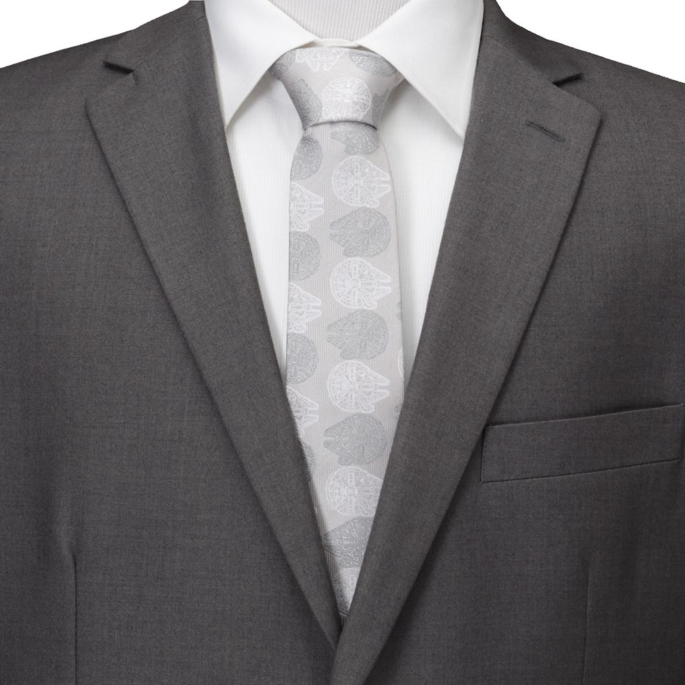 Millennium Falcon Gray Silk Tie for Adults &ndash; Star Wars