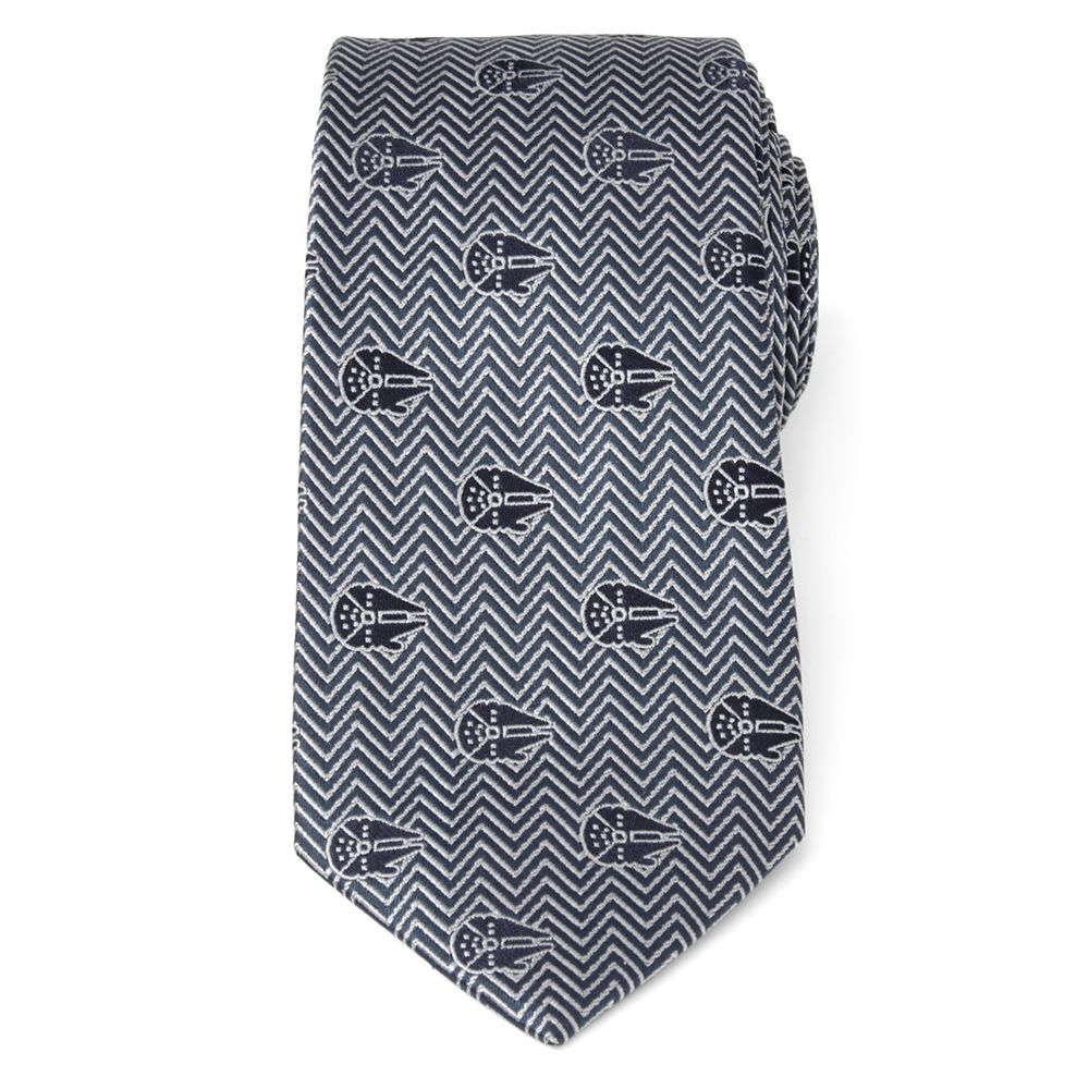 Millennium Falcon Herringbone Blue Silk Tie for Adults &ndash; Star Wars