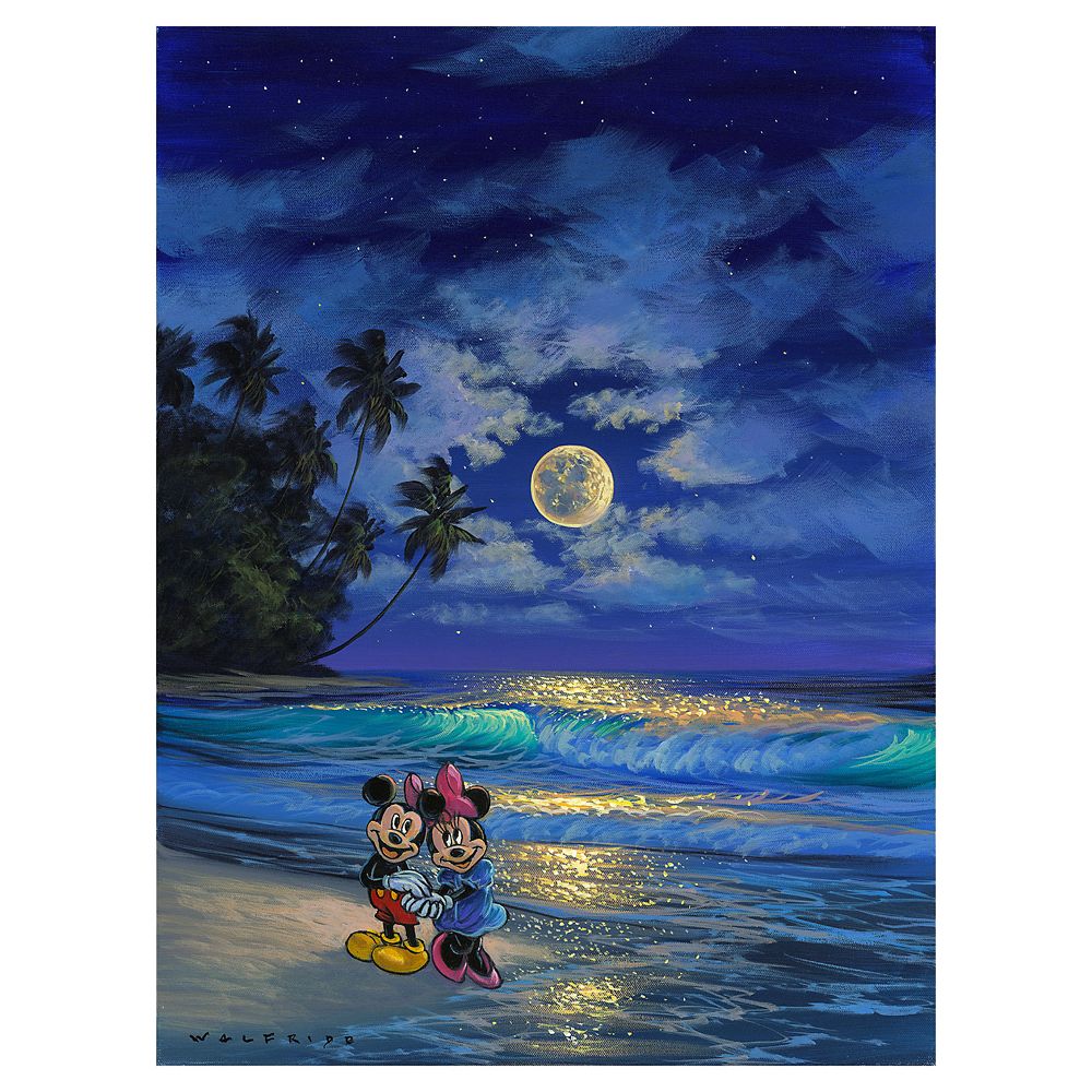 Mickey and Minnie Mouse ''Romance Under the Moonlight'' Giclee on Canvas by Walfrido Garcia Limited Edition Official shopDisney