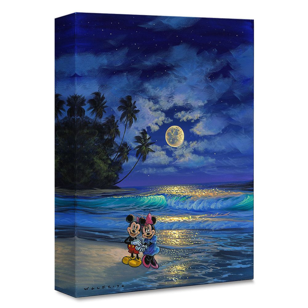 Mickey and Minnie Mouse ''Romance Under the Moonlight'' Giclee on Canvas by Walfrido Garcia &ndash; Limited Edition
