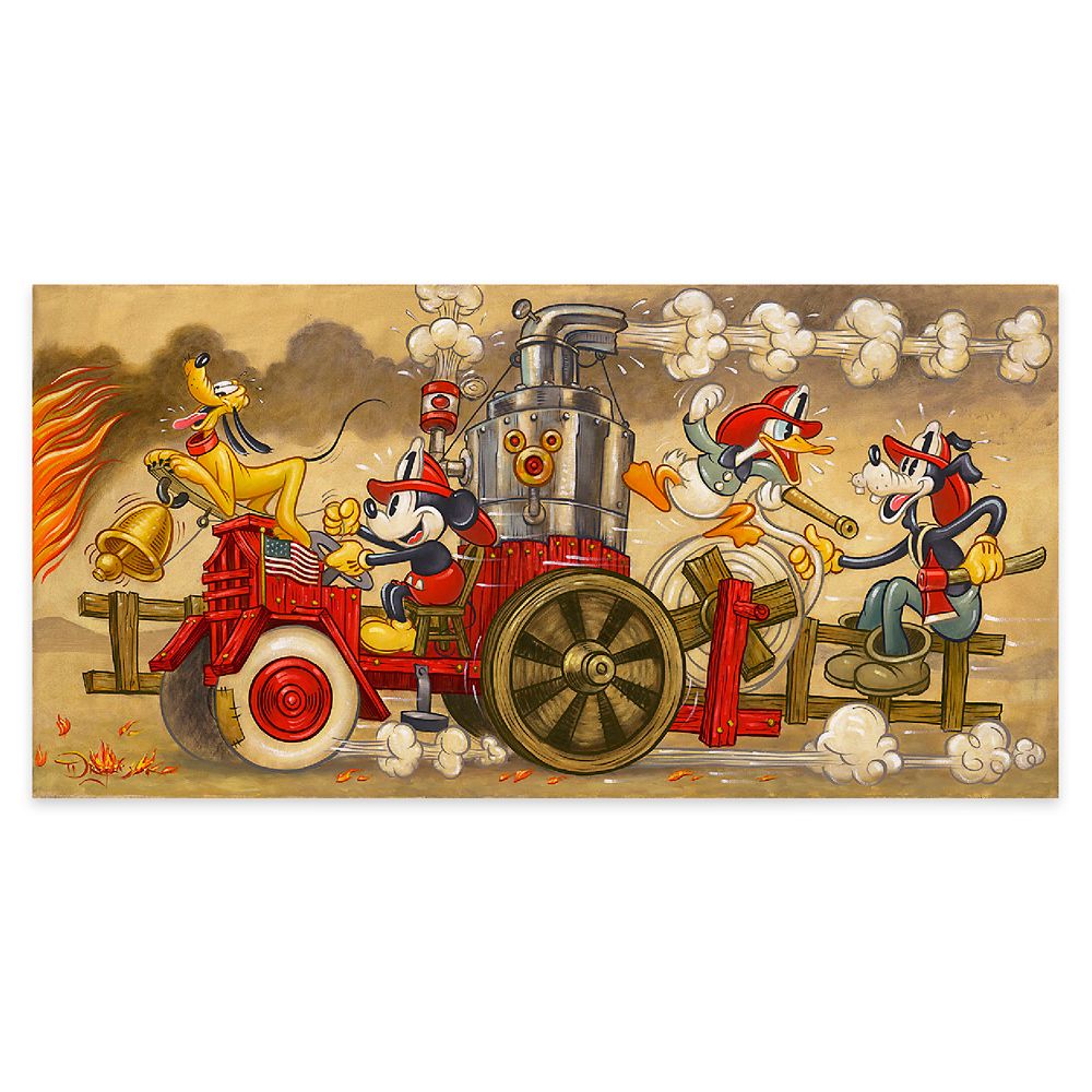 Mickeys Fire Brigade Gallery Wrapped Canvas by Tim Rogerson Limited Edition Official shopDisney