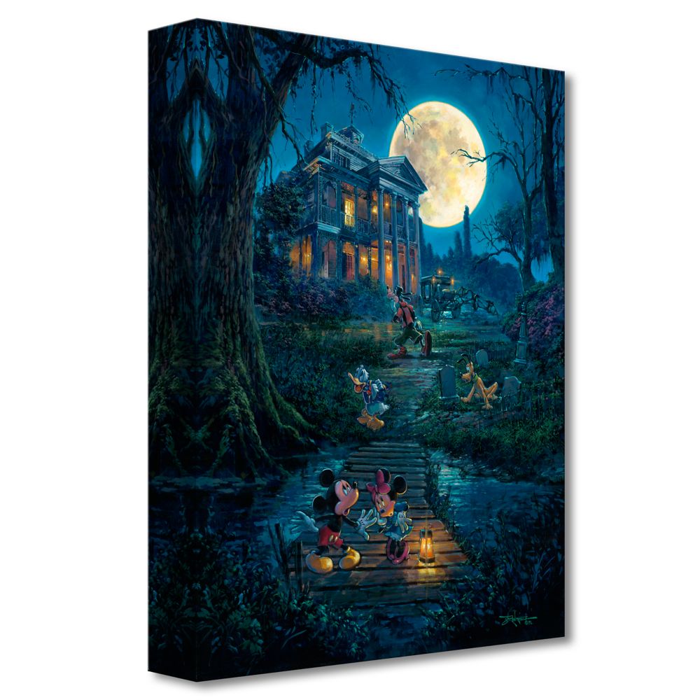 Mickey Mouse at The Haunted Mansion ''A Haunting Moon Rises'' by Rodel Gonzalez Canvas Artwork &ndash; Limited Edition