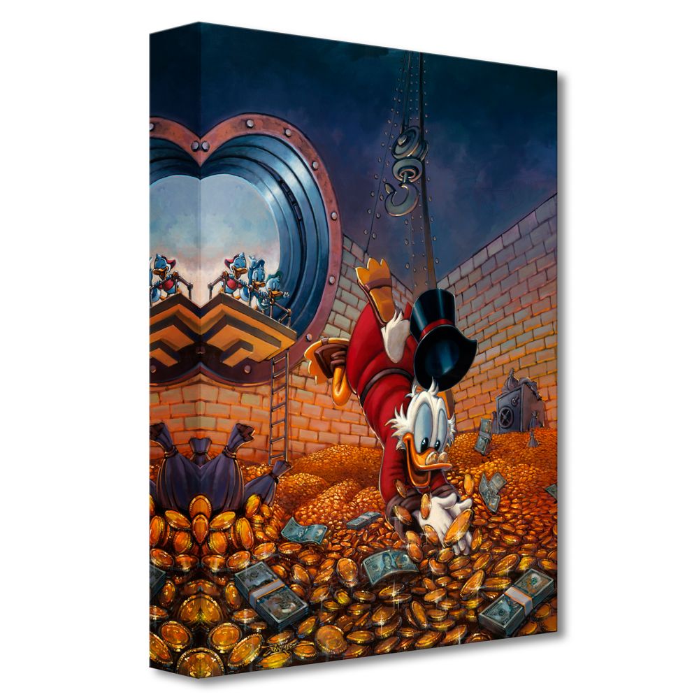 Scrooge McDuck ''Diving in Gold'' by Rodel Gonzalez Canvas Artwork &ndash; Limited Edition