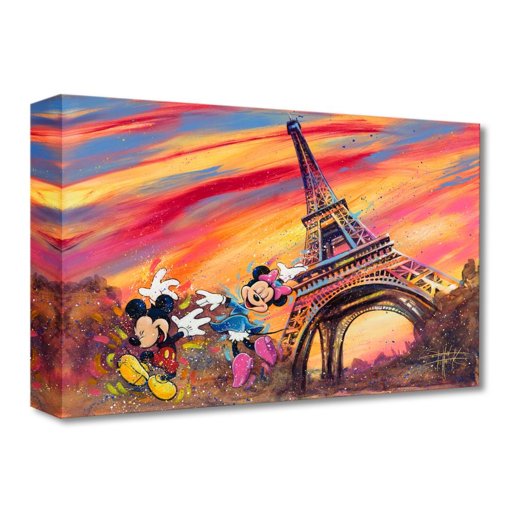 Mickey and Minnie Mouse ''Dancing Across Paris'' by Stephen Fishwick Canvas Artwork &ndash; Limited Edition