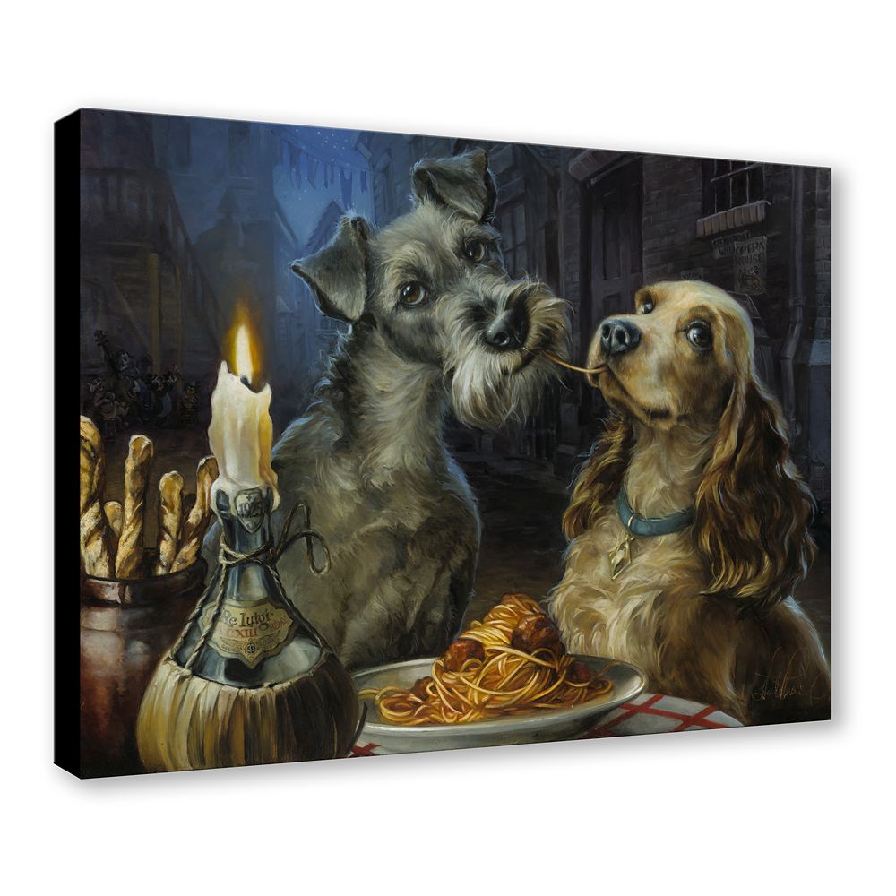 Lady and the Tramp ''Bella Notte'' by Heather Edwards Hand-Signed & Numbered Canvas Artwork &ndash; Limited Edition