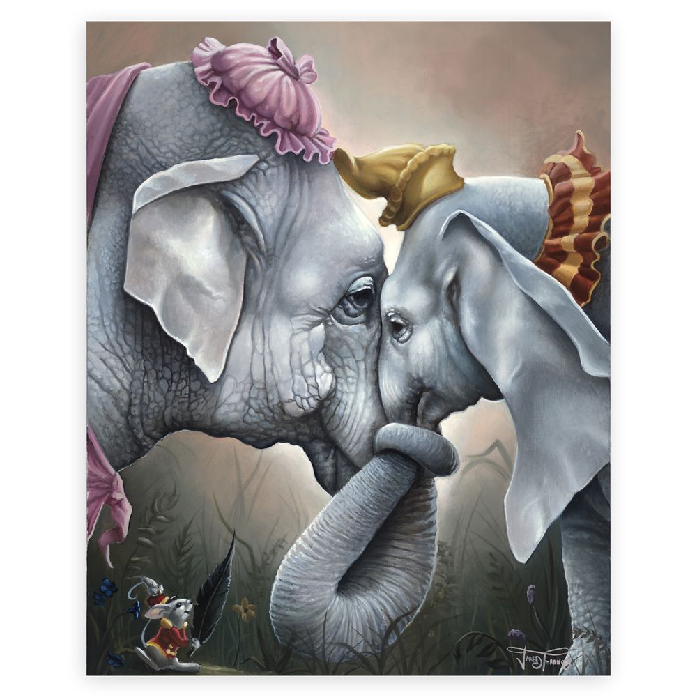 Dumbo and Mrs. Jumbo Together at Last by Jared Franco Hand-Signed & Numbered Canvas Artwork  Limited Edition Official shopDisney