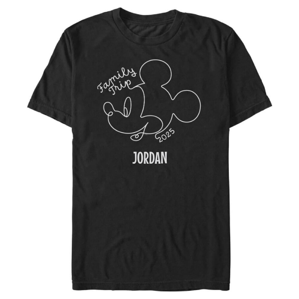 Mickey Mouse Line Drawing Family Trip 2025 T-Shirt for Adults  Customized Official shopDisney