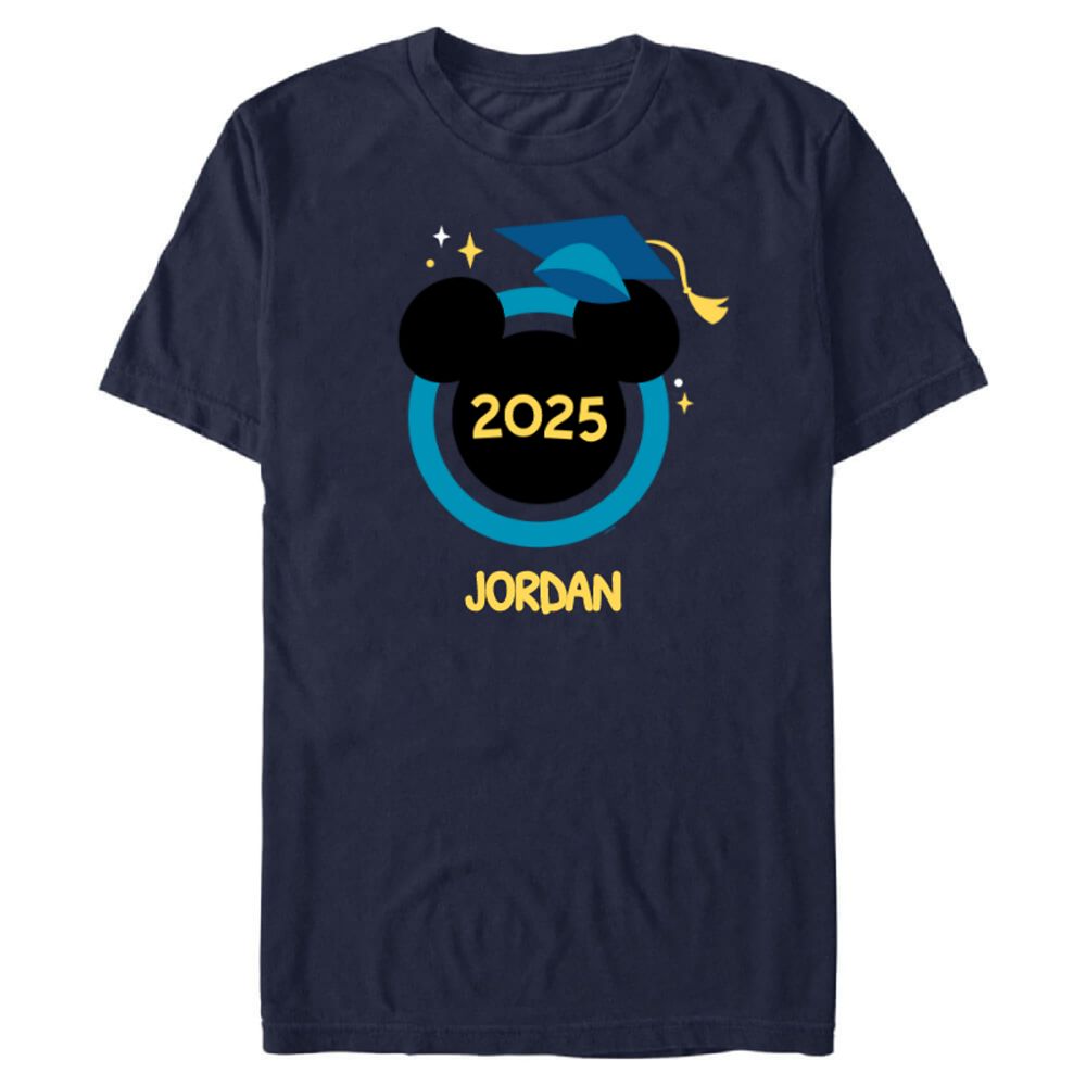 Mickey Mouse Icon Class of 2025 Blue Graduation Cap T-Shirt for Adults Customized Official shopDisney