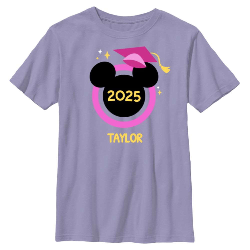 Mickey Mouse Icon Class of 2025 Pink Graduation Cap T-Shirt for Kids Customized Official shopDisney