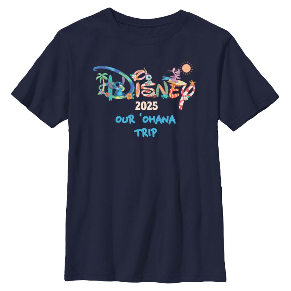 Stitch, Angel and Scrump Disney 2025 Logo Matching T-Shirt for Kids Lilo & Stitch Customized