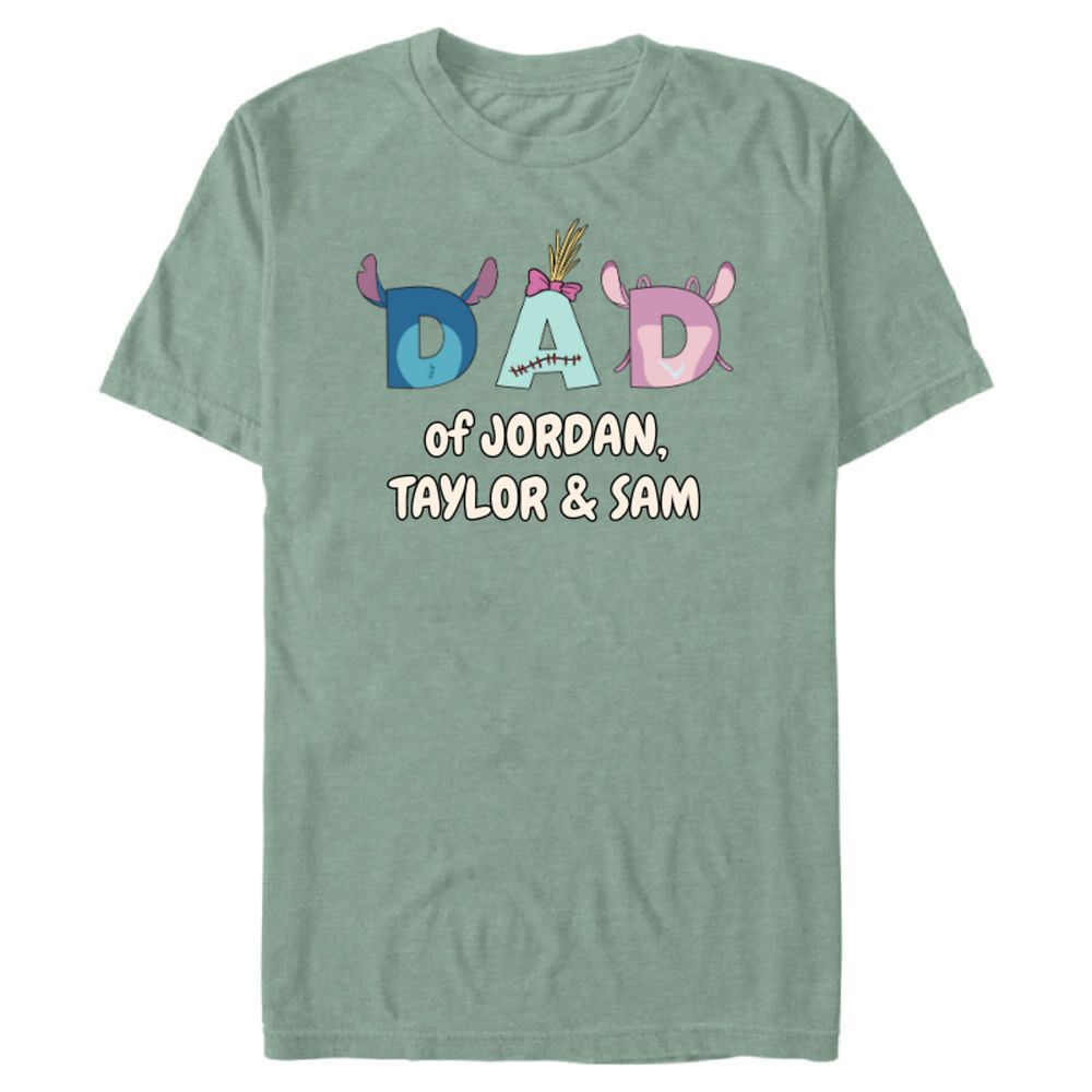 Stitch, Angel & Scrump Dad Fathers Day T-Shirt for Adults Lilo & Stitch Customized Official shopDisney