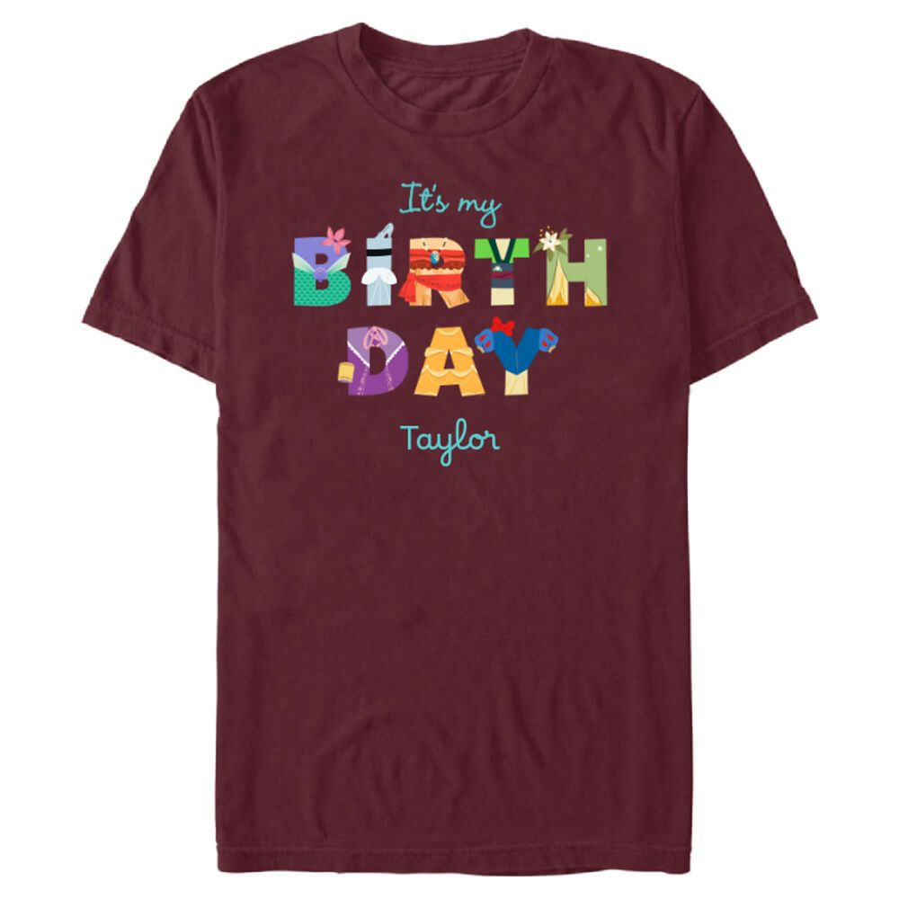Disney Princess ''It's My Birthday'' Character Letters T-Shirt for Kids – Customized