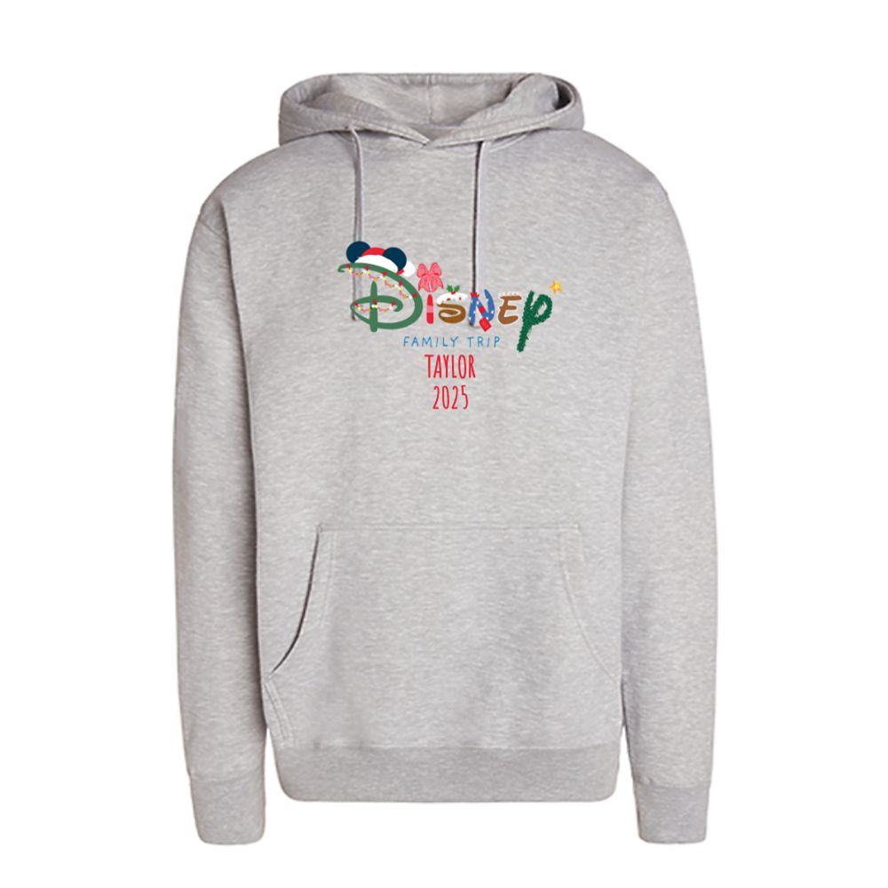 Disney Christmas Script Logo Holiday Family Trip Pullover Hoodie for Adults  Customized
