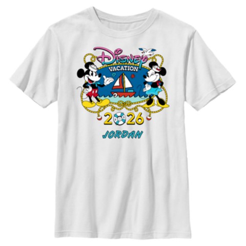 Футболки Disney Mickey and Minnie Mouse Disney Cruise Vacation 2026 T-Shirt for Kids – Customized