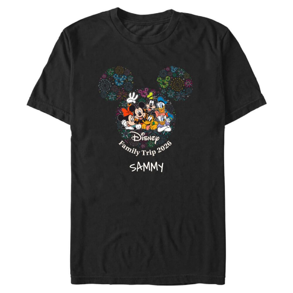 Mickey Mouse and Friends Fireworks ''Disney Family Trip'' 2026 T-Shirt for Adults &ndash; Customized