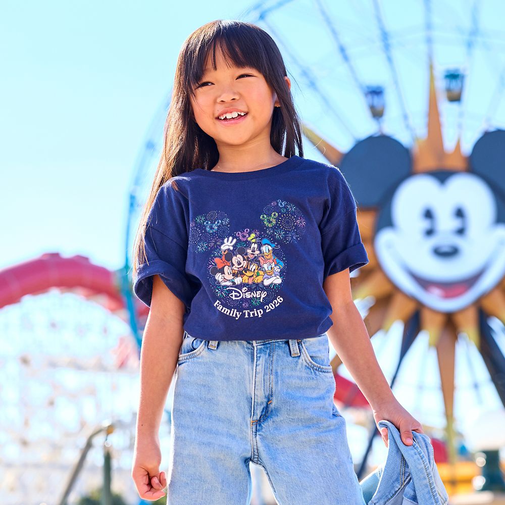 Mickey Mouse and Friends Fireworks ''Disney Family Trip'' 2026 T-Shirt for Adults &ndash; Customized