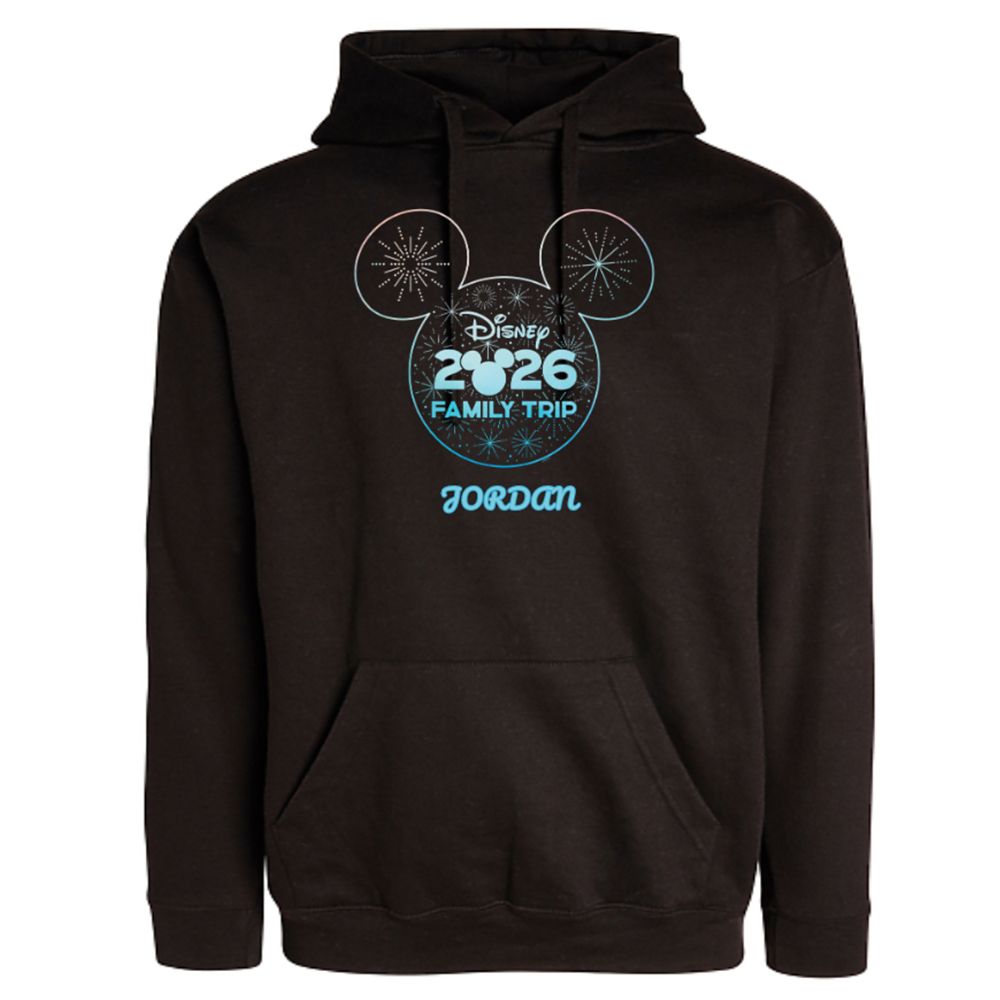 Mickey Mouse Icon Fireworks ''Disney Family Trip 2026'' Pullover Hoodie for Adults &ndash; Customized