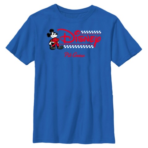 Футболки Disney Mickey Mouse Race Car Driver Racing Flag Disney Logo T-Shirt – Customized