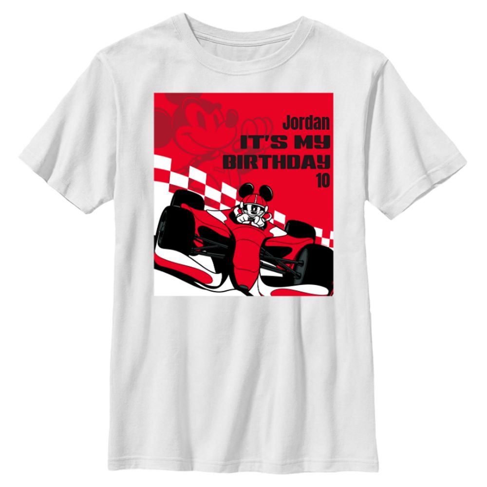 Mickey Mouse Racing ''It's My Birthday'' Birthday Party T-Shirt &ndash; Customized