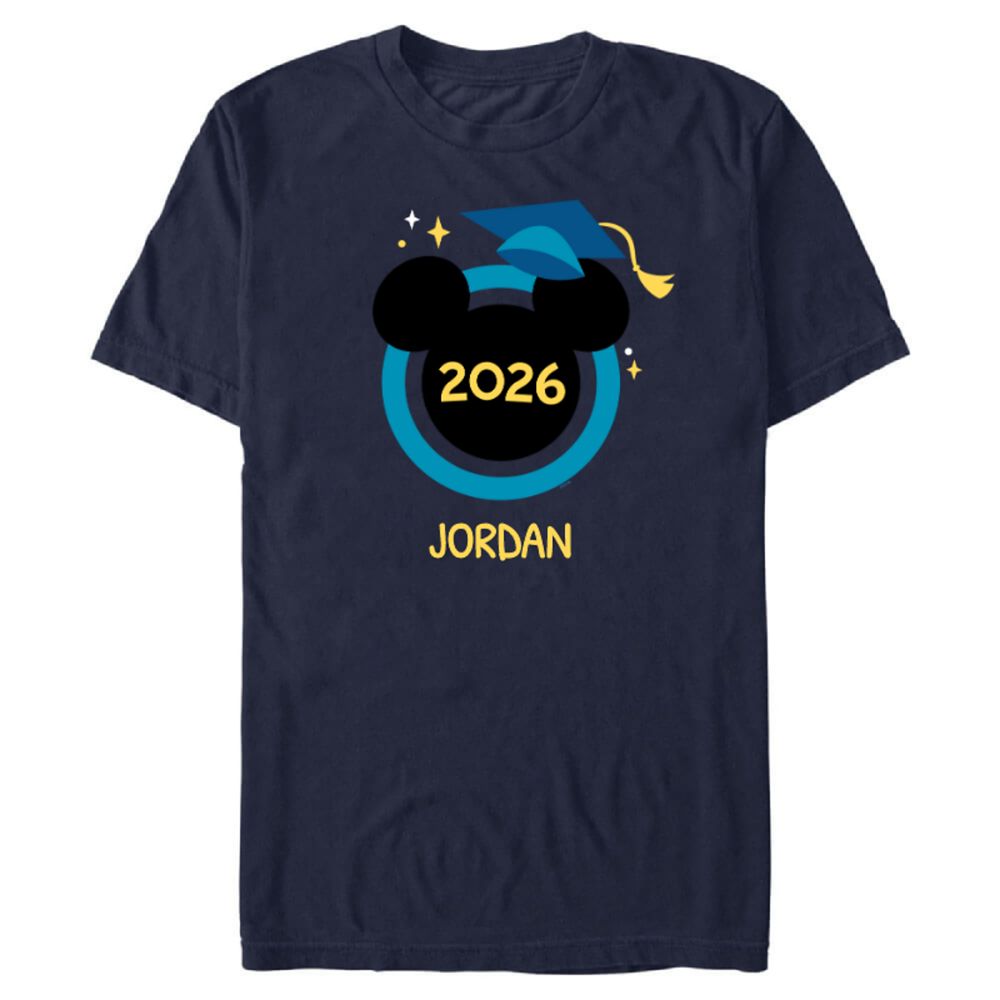 Mickey Mouse Icon Class of 2026 Graduation Cap T-Shirt for Adults &ndash; Blue &ndash; Customized