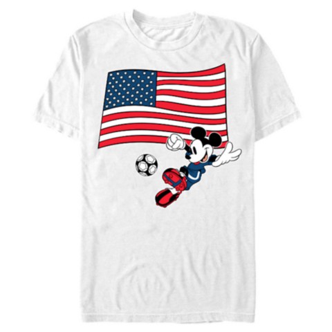 Женские футболки Disney Mickey Mouse Soccer with America USA Flag T-Shirt – Customized