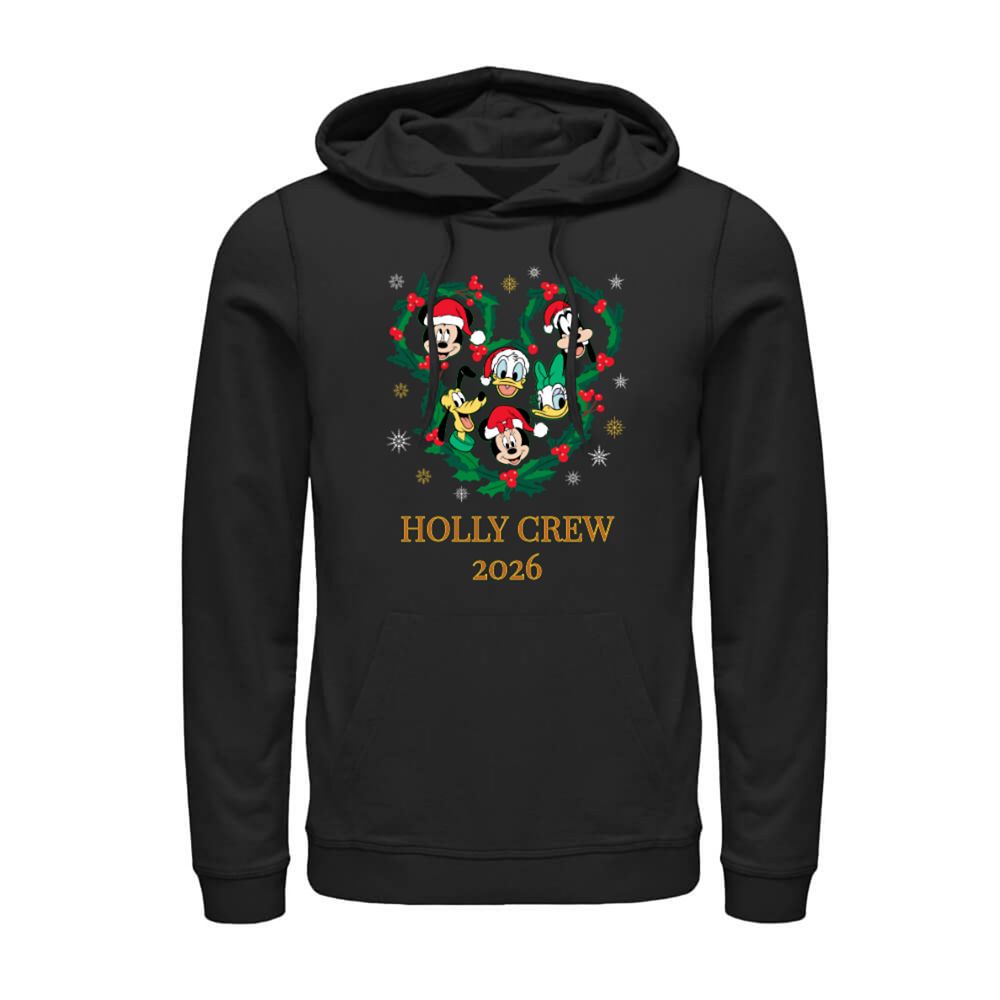 Mickey Mouse and Friends Christmas Wreath Holiday Icon Pullover Hoodie &ndash; Customized
