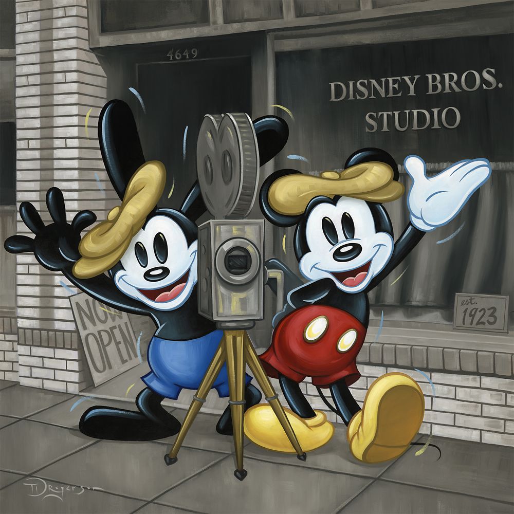 Mickey Mouse and Oswald the Lucky Rabbit ''Bros in Business'' Canvas Artwork by Tim Rogerson 24'' x 24'' Limited Edition Official shopDisney