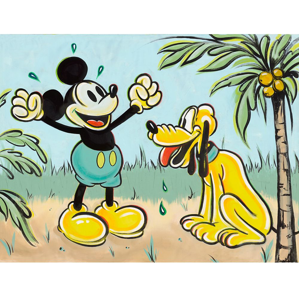 Mickey Mouse and Pluto Pals in Paradise Canvas Artwork by Dom Corona   24 x 32  Limited Edition Official shopDisney