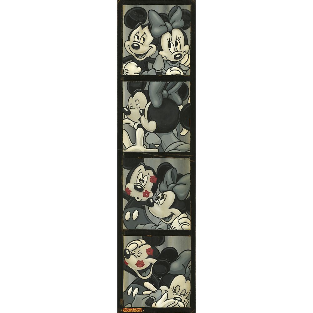 Mickey and Minnie Mouse ''Photo Booth Kiss'' Canvas Artwork by Trevor Carlton 48'' x 12'' Limited Edition Official shopDisney