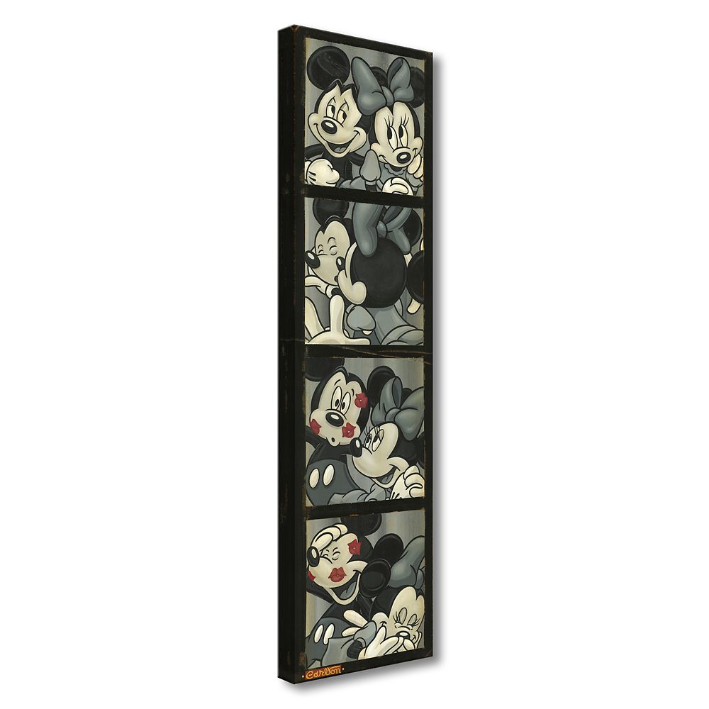 Mickey and Minnie Mouse ''Photo Booth Kiss'' Canvas Artwork by Trevor Carlton &ndash; 48'' x 12'' &ndash; Limited Edition