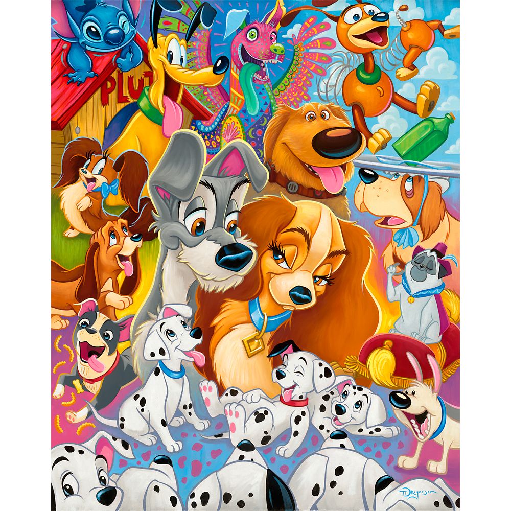 Disney Dogs So Many Disney Dogs Canvas Artwork by Tim Rogerson  30 x 24  Limited Edition