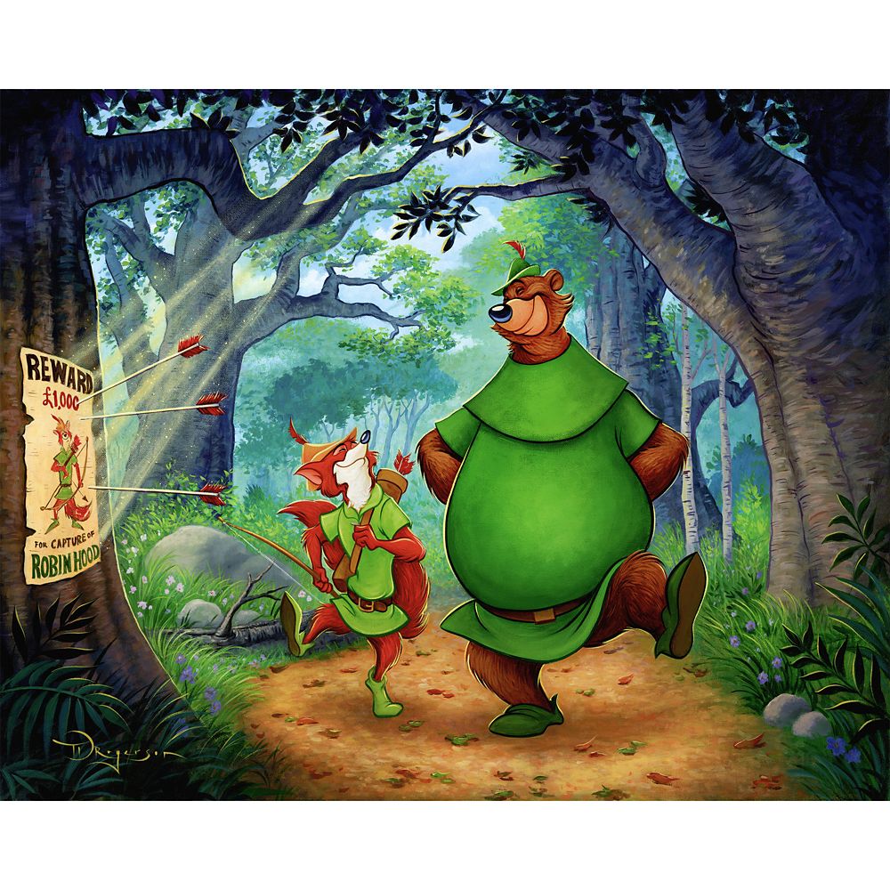 Robin Hood and Little John Stroll Through Sherwood Forest Canvas Artwork by Tim Rogerson  Limited Edition Official shopDisney