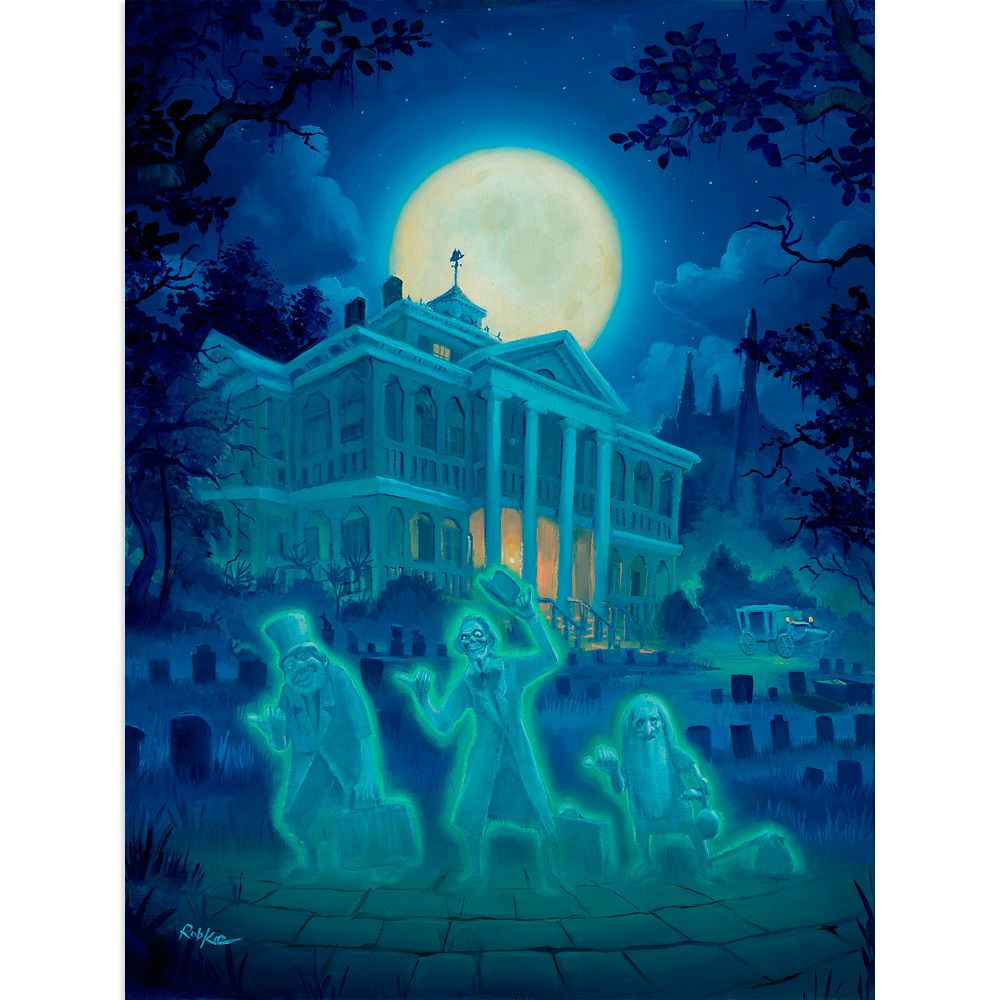 The Haunted Mansion ''Beware of Hitchhiking Ghosts'' Canvas Artwork by Rob Kaz Limited Edition Official shopDisney