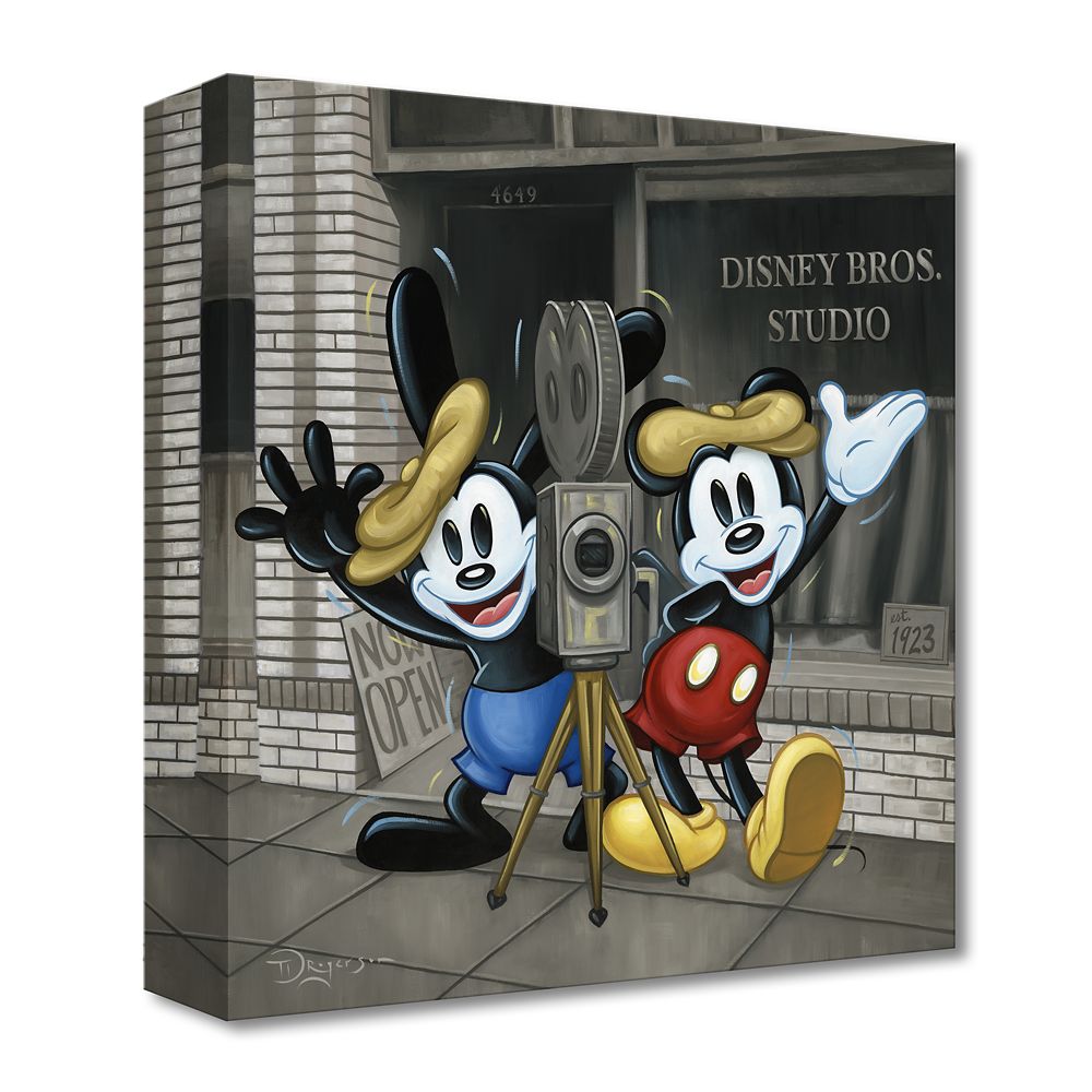 Mickey Mouse and Oswald the Lucky Rabbit ''Bros in Business'' Canvas Artwork by Tim Rogerson &ndash; 14'' x 14'' &ndash; Limited Edition
