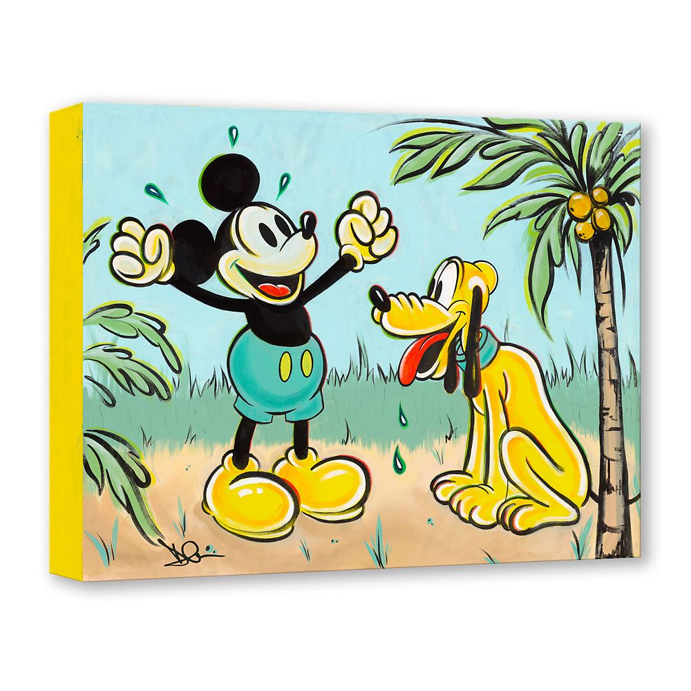 Mickey Mouse and Pluto ''Pals in Paradise'' Canvas Artwork by Dom Corona &ndash; 12'' x 16'' &ndash; Limited Edition