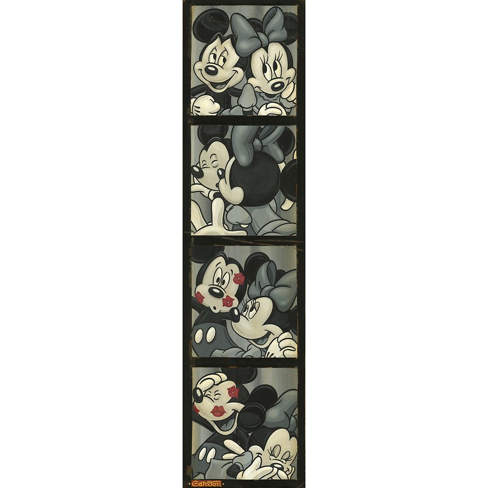 Mickey and Minnie Mouse Photo Booth Kiss Canvas Artwork by Trevor Carlton  28 x 7  Limited Edition Official shopDisney