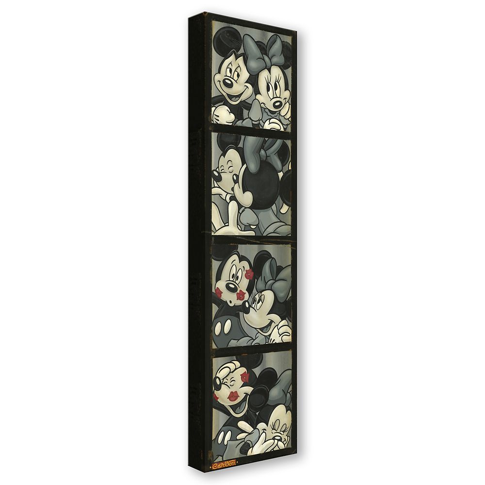 Mickey and Minnie Mouse ''Photo Booth Kiss'' Canvas Artwork by Trevor Carlton &ndash; 28'' x 7'' &ndash; Limited Edition