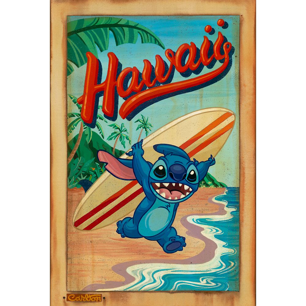 Stitch ''Surf's Up'' Canvas Artwork by Trevor Carlton Limited Edition Official shopDisney