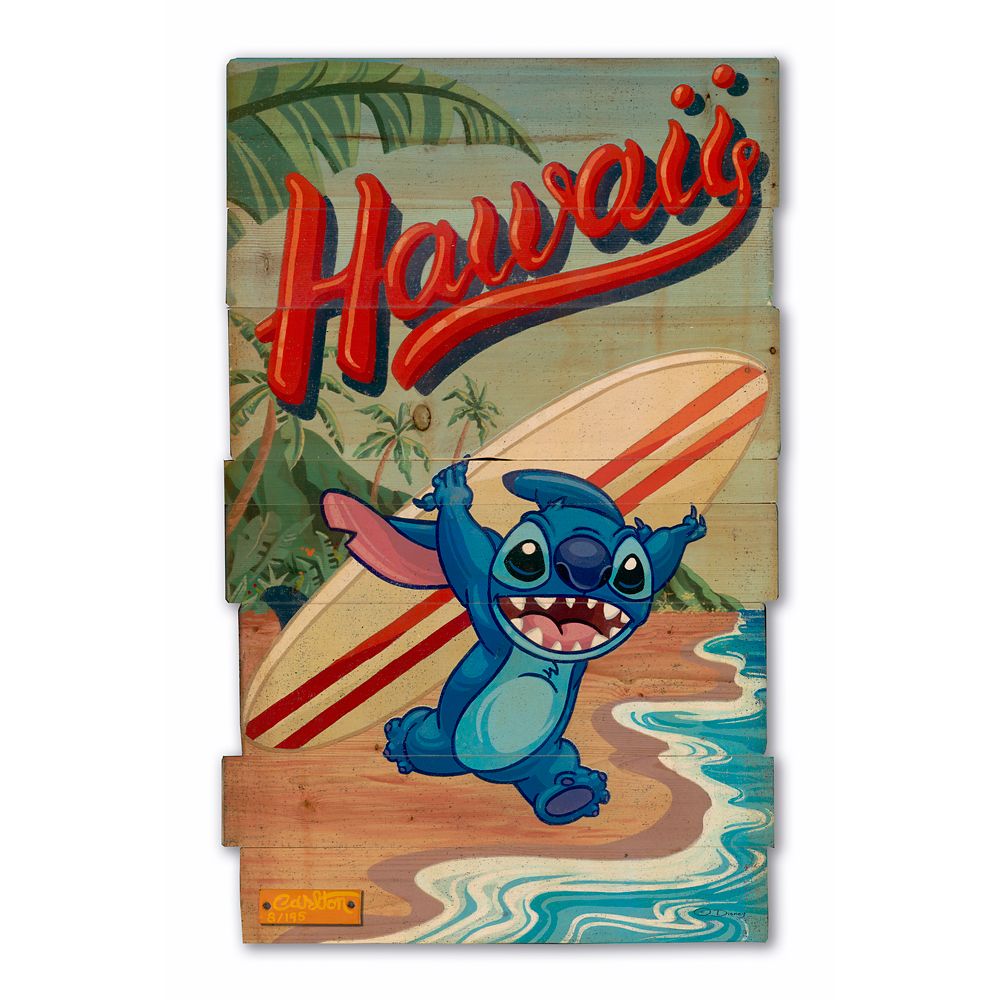 Stitch Surfs Up Artwork on Wood by Trevor Carlton  Limited Edition Official shopDisney