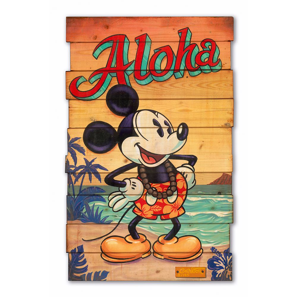 Mickey Mouse Waves of Aloha Artwork on Wood by Trevor Carlton  Signed Limited Edition Official shopDisney