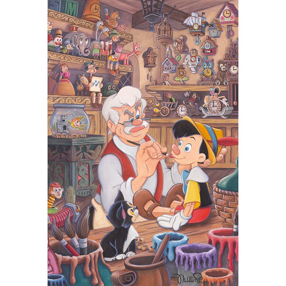 Pinocchio Geppettos Workshop Gallery Wrapped Canvas by Michelle St.Laurent  Signed Limited Edition Official shopDisney