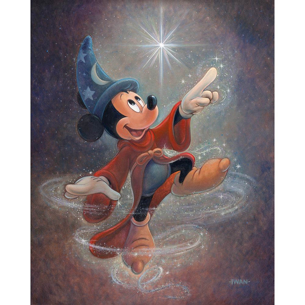 Sorcerer Mickey Mouse Swept Up in the Magic Gallery Wrapped Canvas by Bret Iwan  Fantasia  Limited Edition Official shopDisney