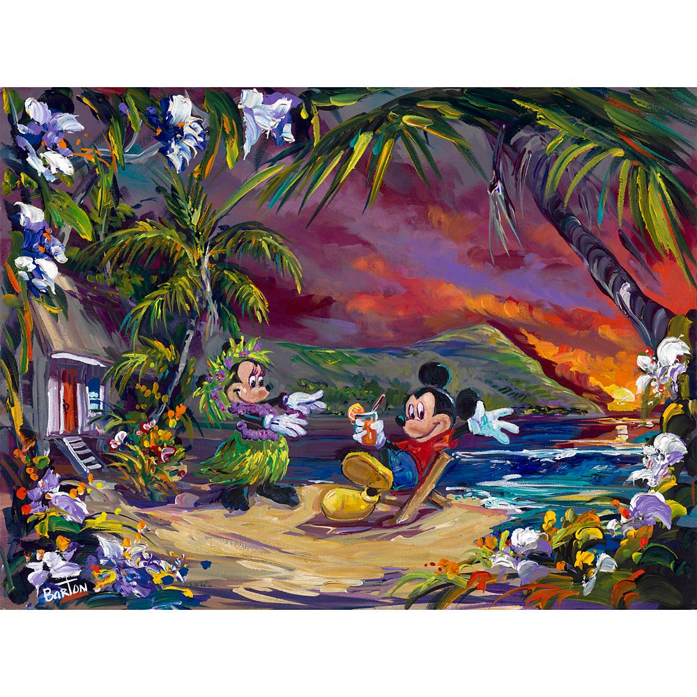 Mickey and Minnie Mouse ''Hula Love'' Gallery Wrapped Canvas by Steve Barton Limited Edition Official shopDisney