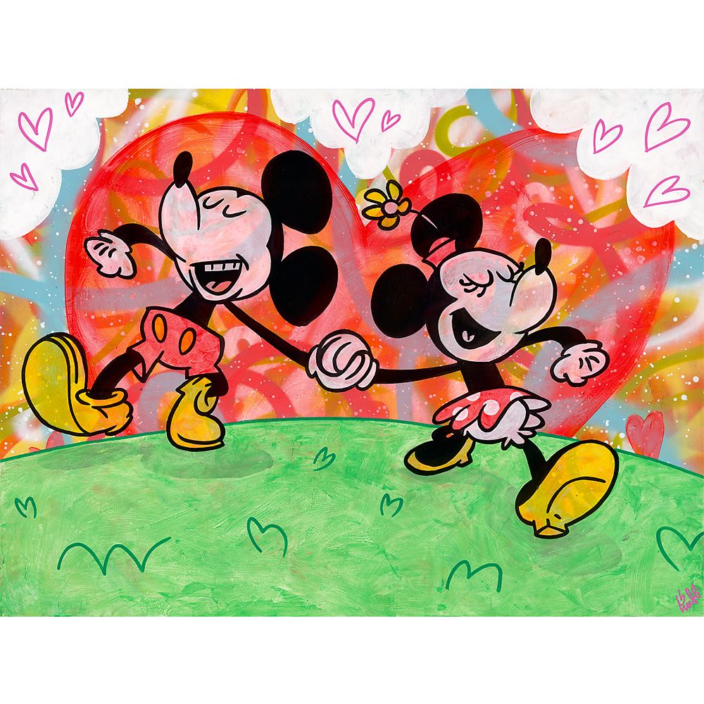 Mickey and Minnie Mouse ''Love Goes Hand in Hand'' Gallery Wrapped Canvas by Beau Hufford Limited Edition Official shopDisney