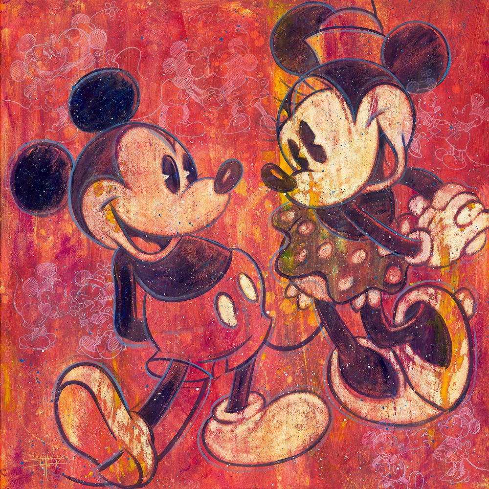 Mickey and Minnie Mouse ''Drawn Together'' Gallery Wrapped Canvas by Stephen Fishwick Limited Edition Official shopDisney