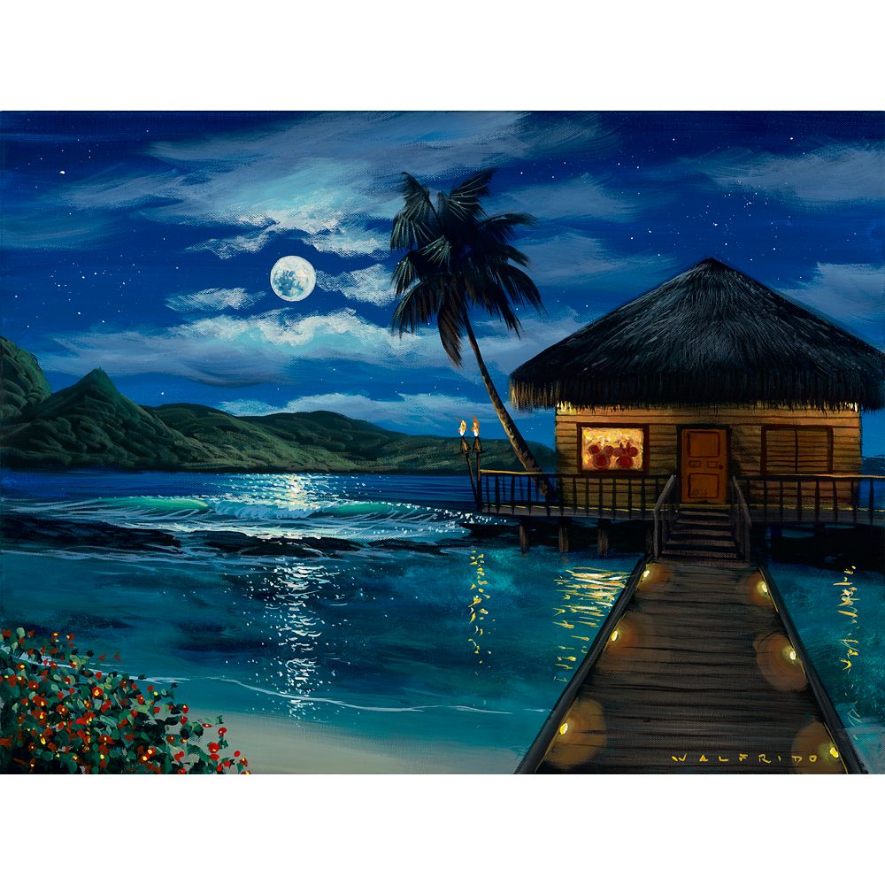 Mickey and Minnie Mouse Moonlit Bungalow Gallery Wrapped Canvas by Walfrido Garcia  Limited Edition Official shopDisney