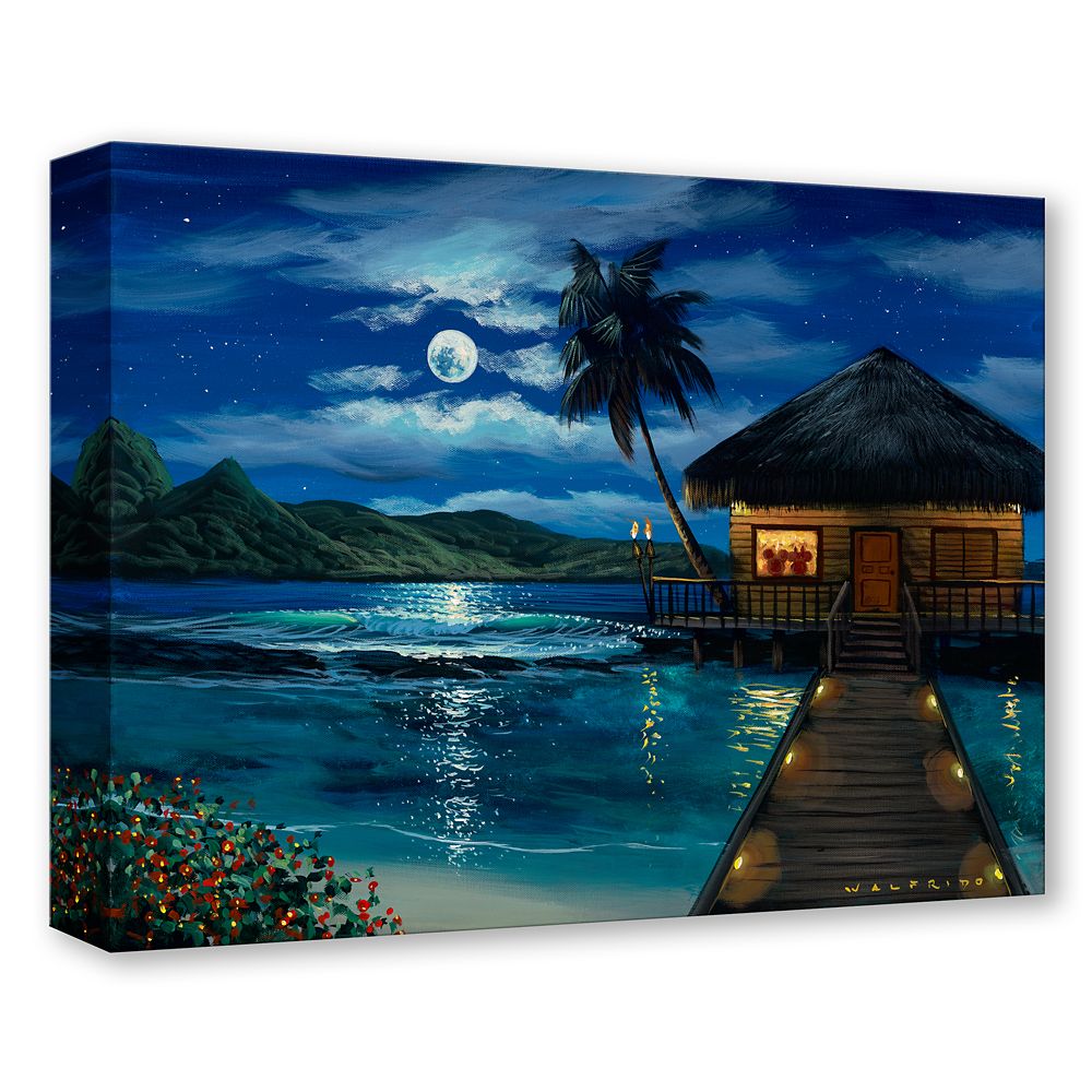 Mickey and Minnie Mouse ''Moonlit Bungalow'' Gallery Wrapped Canvas by Walfrido Garcia &ndash; Limited Edition