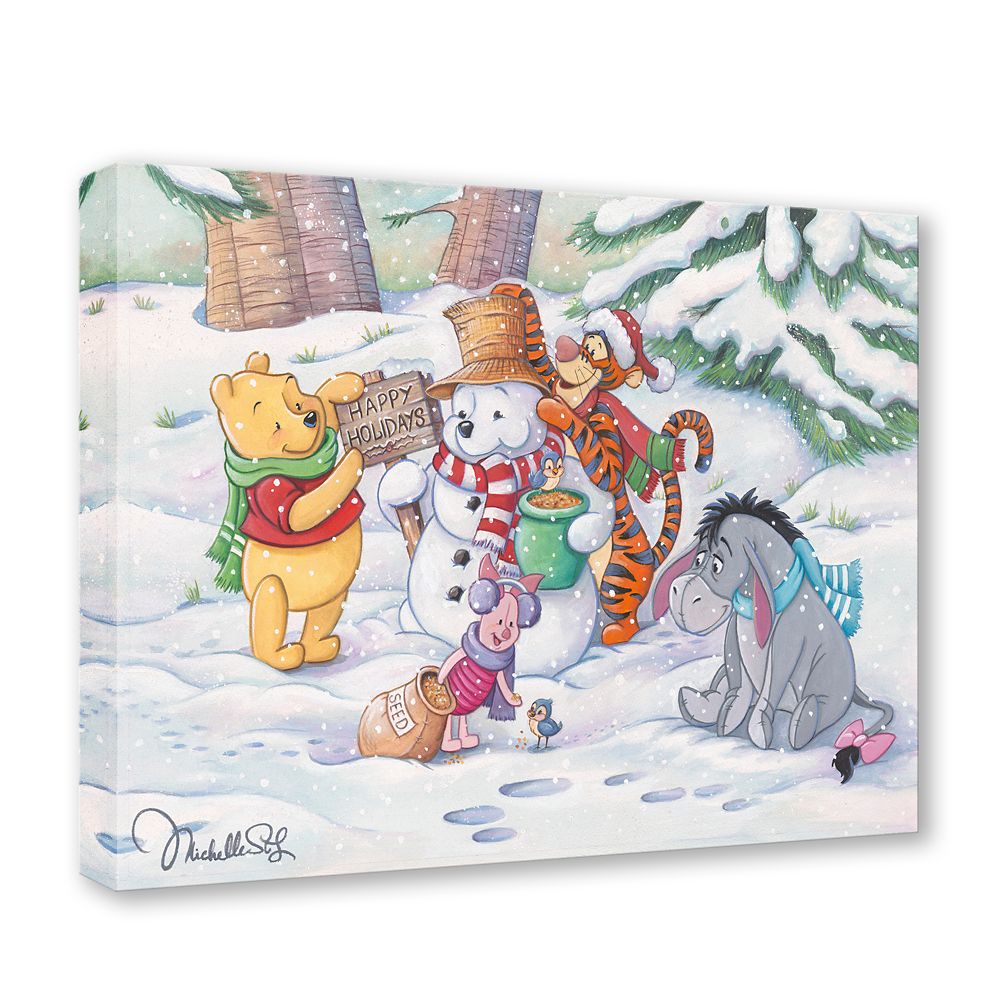 Winnie the Pooh and Pals ''Pooh's Winter Holiday'' Gallery Wrapped Canvas by Michelle St.Laurent - Signed Limited Edition