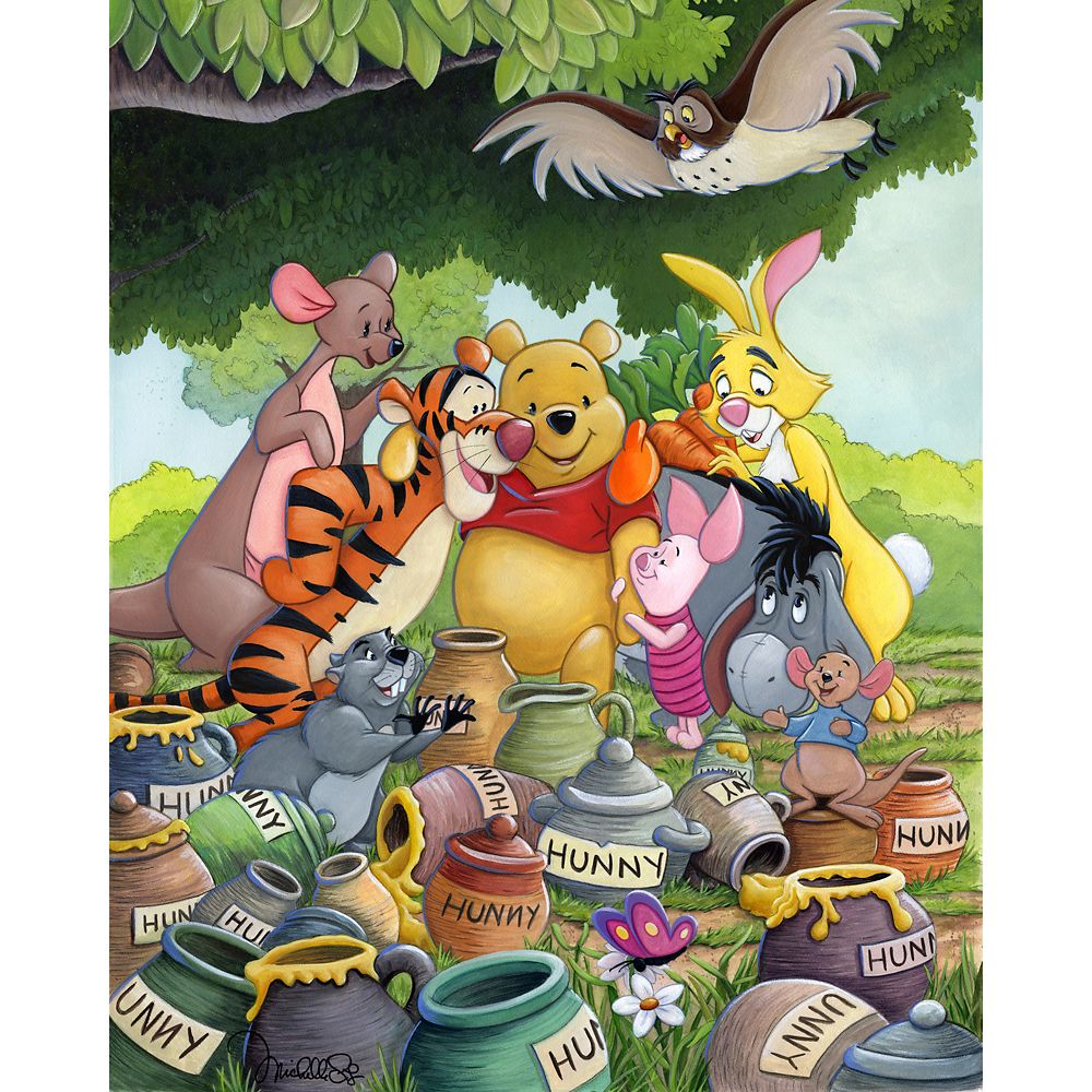 Winnie the Pooh and Pals ''Honey Pot Gathering'' Gallery Wrapped Canvas by Michelle St.Laurent – Limited Edition