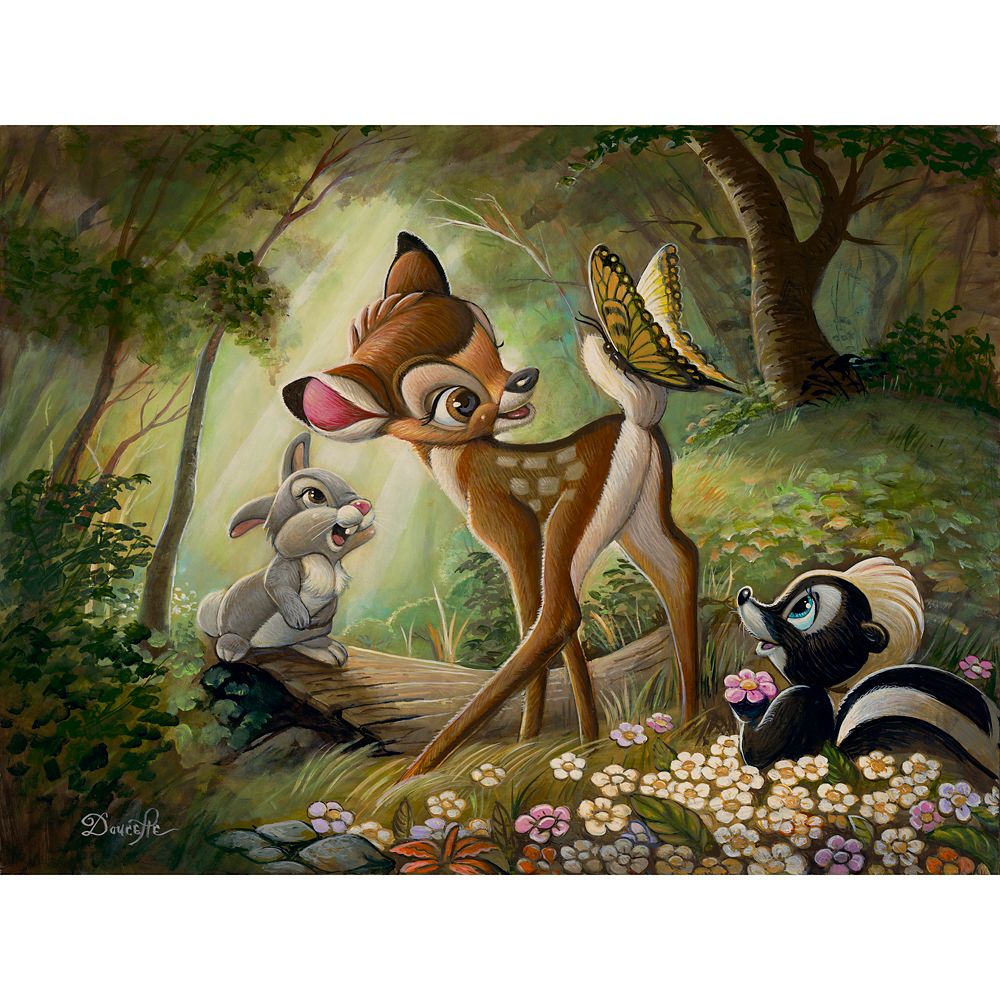 Bambi ''Bambi's First Butterfly'' Gallery Wrapped Canvas by Bob Doucette &ndash; Limited Edition